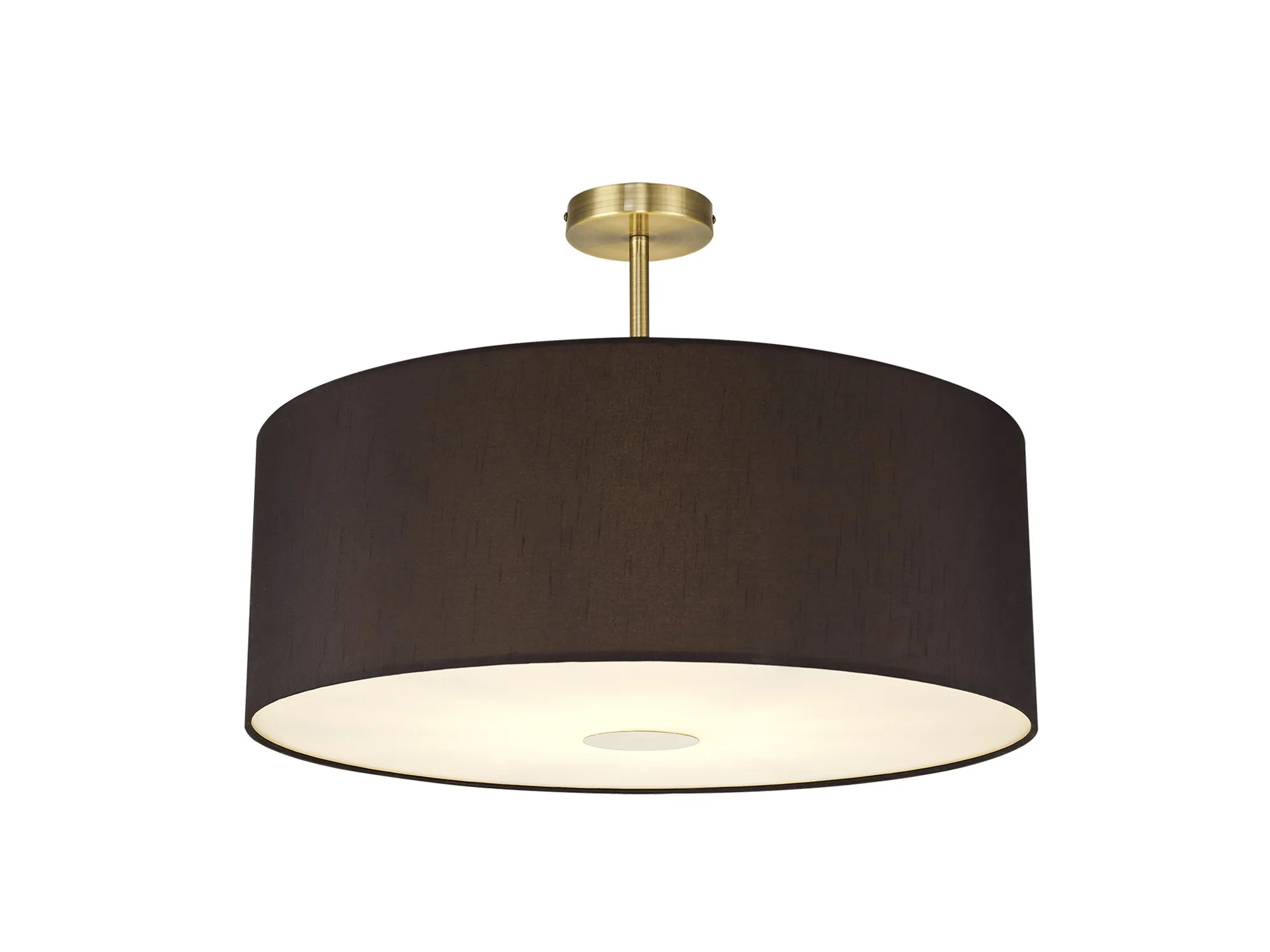 DK0197  Baymont 60cm Semi Flush 1 Light Antique Brass, Black, Frosted Diffuser